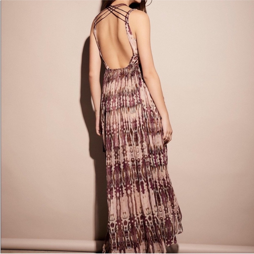 Free People Freyja Fringe Boho Maxi Dress Sundress Maroon Purple Women’s M